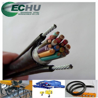 Good price ECHU Flexible traveling Cable Pendant Cable RVV(1G)/RVV(2G) with black color with steel supporting online